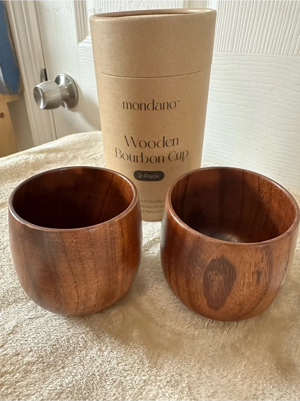 Monsanto Elegant Brown Wooden Bourbon Cups - 2 Pack New in Box